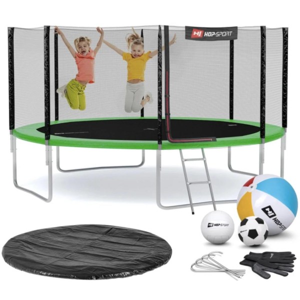 Батут Hop-Sport 14ft (427cm) зелений із зовнішньою сіткою