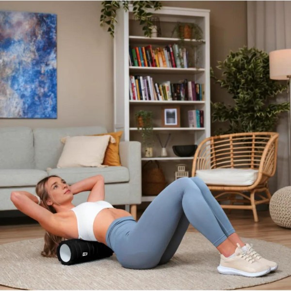 Роллер масажер (валик, ролик) Hop-Sport EVA 33 см HS-A033YG чорний