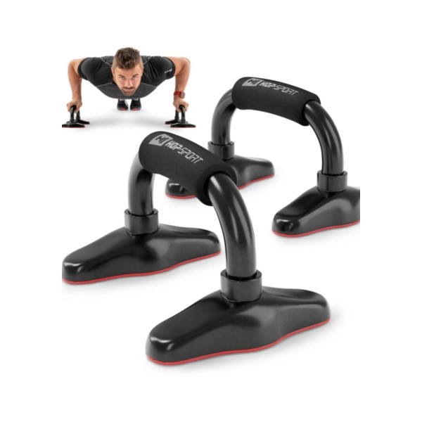 Упори для віджимань металеві HS-M020PU чорно-червоні