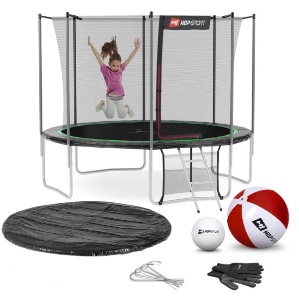Батут Hop-Sport 10ft (305cm) чорно-зелений з внутрішньою сіткою (4 ноги)