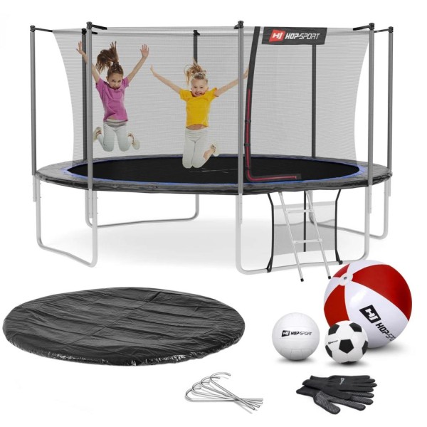 Батут Hop-Sport 14ft (427 см) чорно-синій з внутрішньою сіткою