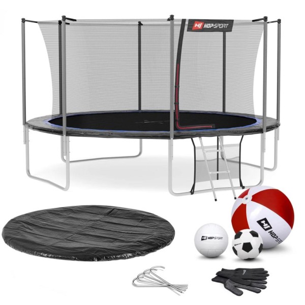 Батут Hop-Sport 14ft (427 см) чорно-синій з внутрішньою сіткою