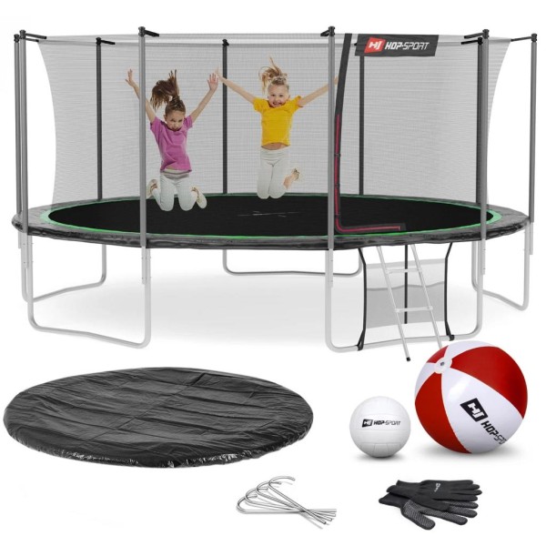 Батут Hop-Sport 16ft (488 см) чорно-зелений з внутрішньою сіткою