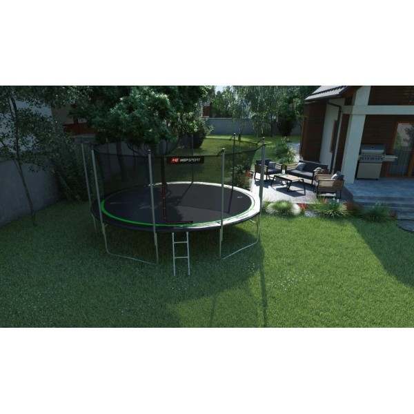 Батут Hop-Sport 16ft (488 см) чорно-зелений з внутрішньою сіткою
