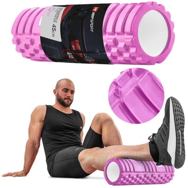 Роллер масажер (валик, ролик) Hop-Sport EVA 45 см рожевий