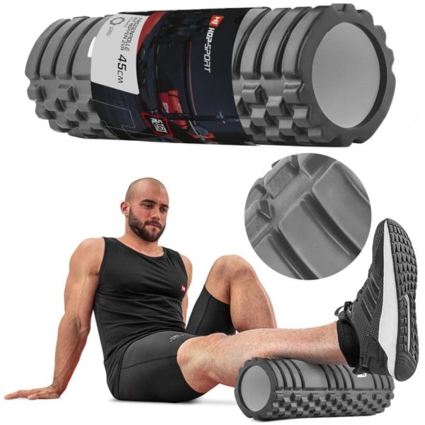 Роллер масажер (валик, ролик) Hop-Sport EVA 45 см сірий