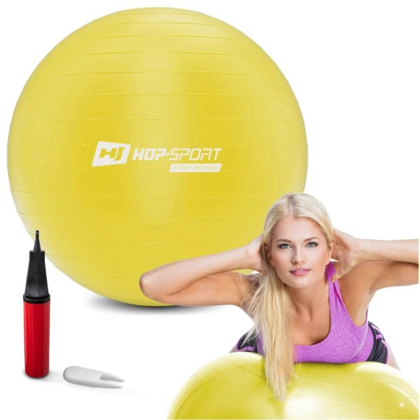 Фітбол Hop-Sport 55 см жовтий + насос 2020