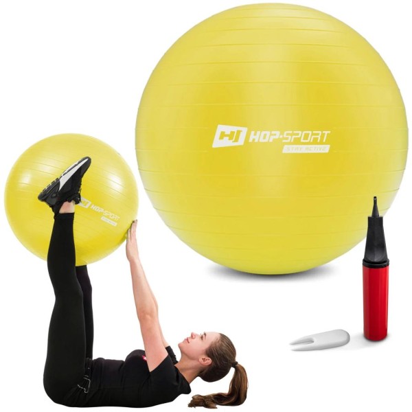 Фітбол Hop-Sport 75 см жовтий + насос 2020