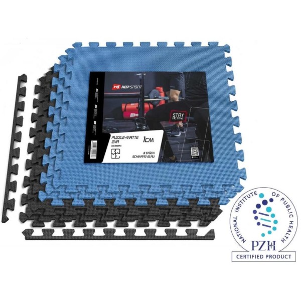 Мат-пазл Hop-Sport EVA 1cm HS-A010PM - 6 частин чорно-синій
