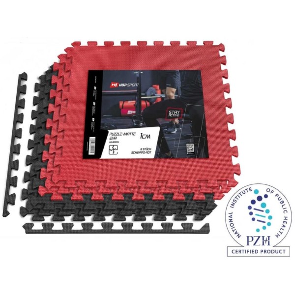 Мат-пазл Hop-Sport EVA 1cm HS-A010PM - 6 частин чорно-червоний