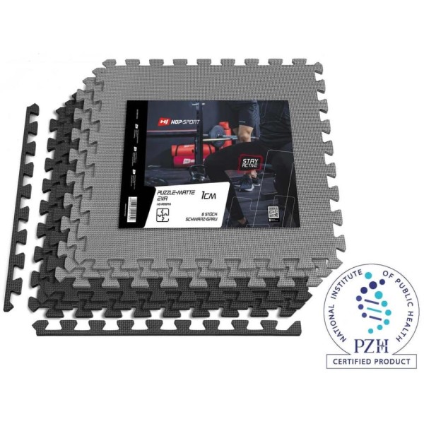 Мат-пазл Hop-Sport EVA 1cm HS-A010PM - 6 частин чорно-сірий