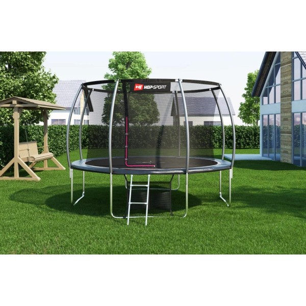Батут Hop-Sport Premium 12ft (366cm) чорно-сірий з внутрішньою сіткою