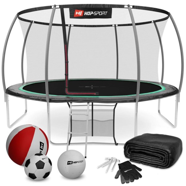 Батут Hop-Sport Premium 14ft (427cm) чорно-зелений з внутрішньою сіткою