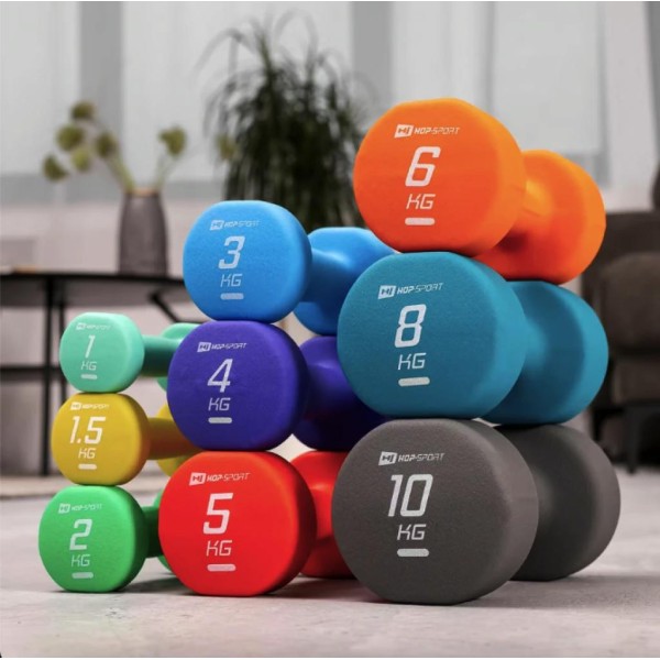 Гантелі для фітнесу неопренові круглі Hop-Sport HS-V050DR 2x5кг червоний