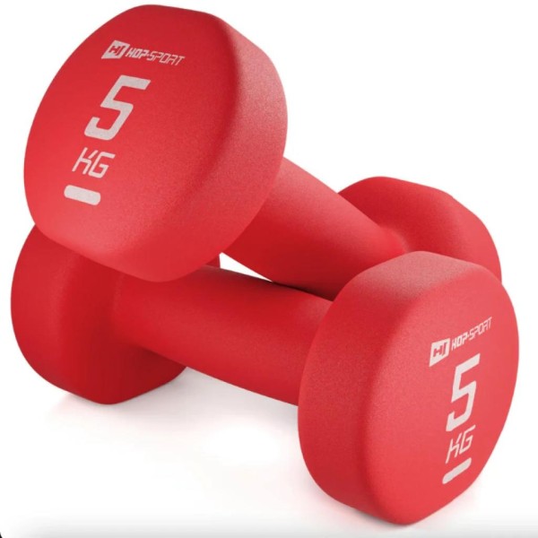 Гантелі для фітнесу неопренові круглі Hop-Sport HS-V050DR 2x5кг червоний