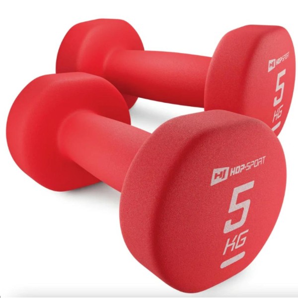 Гантелі для фітнесу неопренові круглі Hop-Sport HS-V050DR 2x5кг червоний