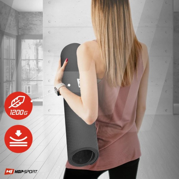 Фітнес-килимок з отворами Hop-Sport TPE 0,8 см HS-T008GM чорно-червоний