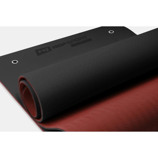 Фітнес-килимок з отворами Hop-Sport TPE 0,8 см HS-T008GM чорно-червоний