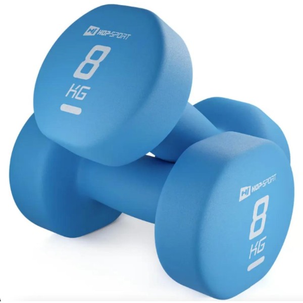 Гантелі для фітнесу неопренові круглі Hop-Sport HS-V080DR 2x8кг блакитний