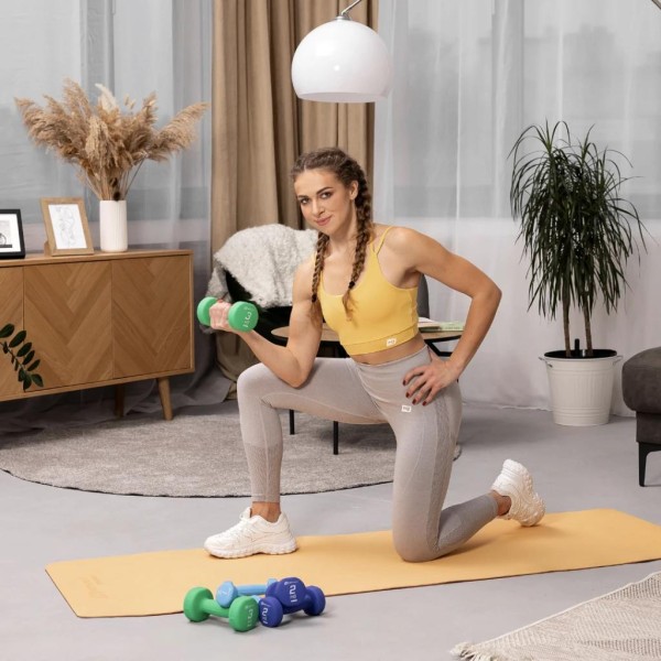 Набір круглих фітнес гантелей HS-V121DRS з підставкою 12кг різнокольорові