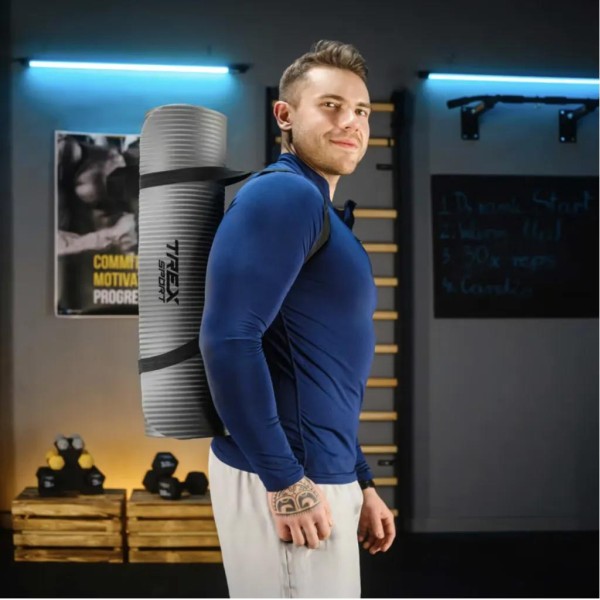 Коврик для йоги Trex Sport TX-018NGM NBR 1см 180х60 сірий