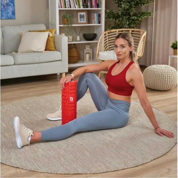 Роллер масажер (валик, ролик) Hop-Sport EVA 45см червоний