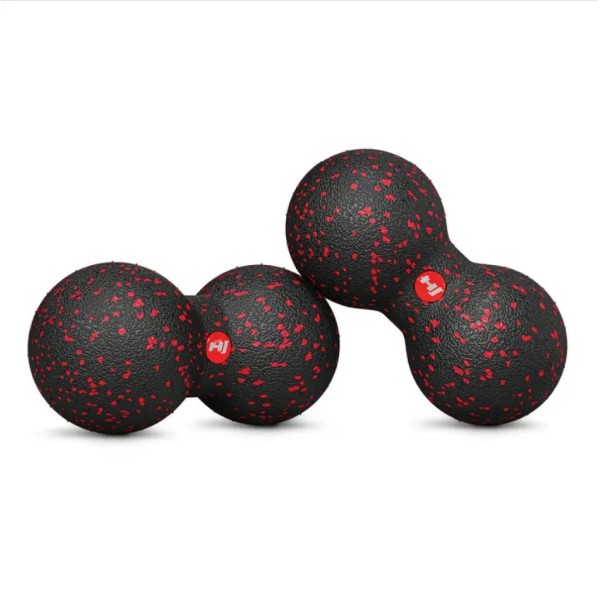 Масажний м'яч подвійний EPP 80 мм Hop-Sport HS-D008MB чорно-червоний