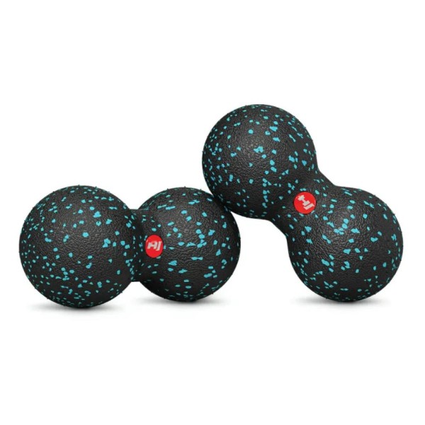 Масажний м'яч подвійний EPP 80 мм Hop-Sport HS-D008MB чорно-блакитний