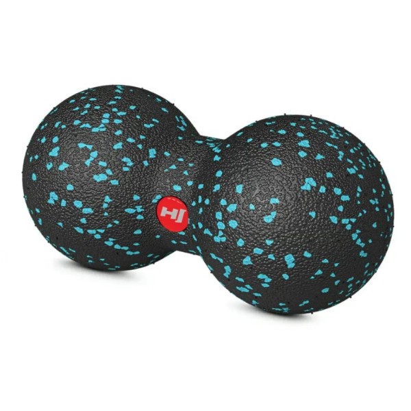 Масажний м'яч подвійний EPP 80 мм Hop-Sport HS-D008MB чорно-блакитний