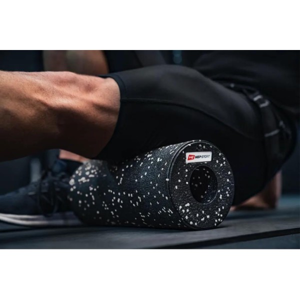 Роллер масажер (валик, ролик) гладкий Hop-Sport EPP 33см HS-P033YG чорно-білий