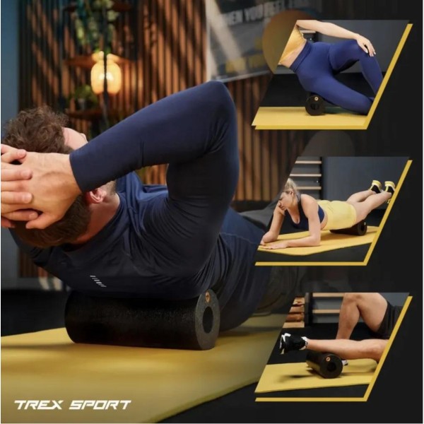 Роллер масажер гладкий Trex Sport TX-033EPR EPP 33см чорний