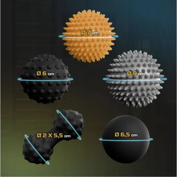 Набір масажних м'ячів Trex Sport TX-005MSC 5в1 для йоги та фітнесу EPP
