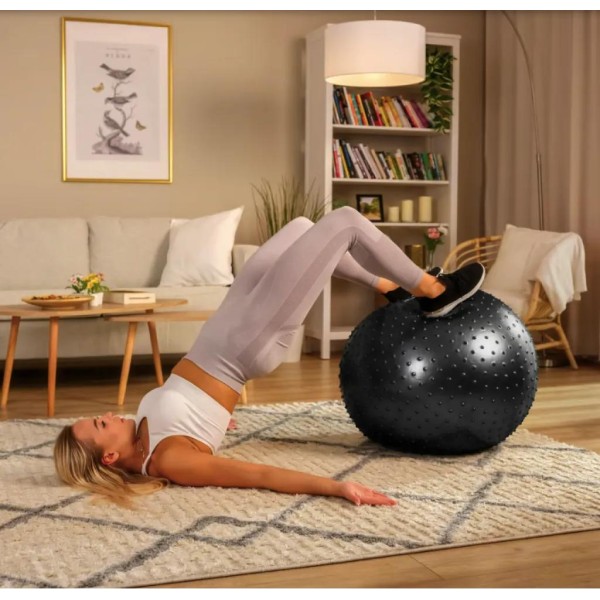 Фітбол масажний Hop-Sport 65см чорний + насос