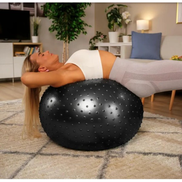 Фітбол масажний Hop-Sport 65см чорний + насос