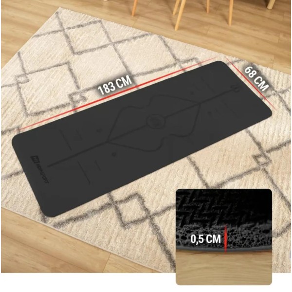 Йога-мат Hop-Sport PU 0,5см 183 x 68см HS-P005GM чорний