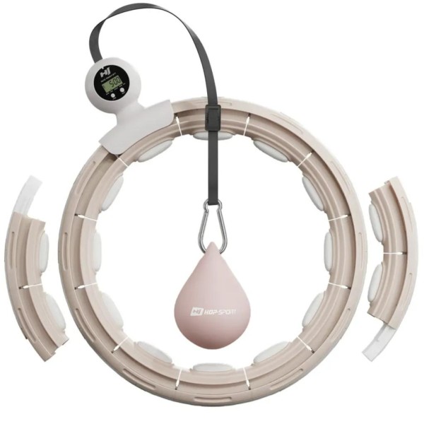 Хулахуп Hop-Sport HS-C113HH масажний з обважнювачем та лічильником бежевий