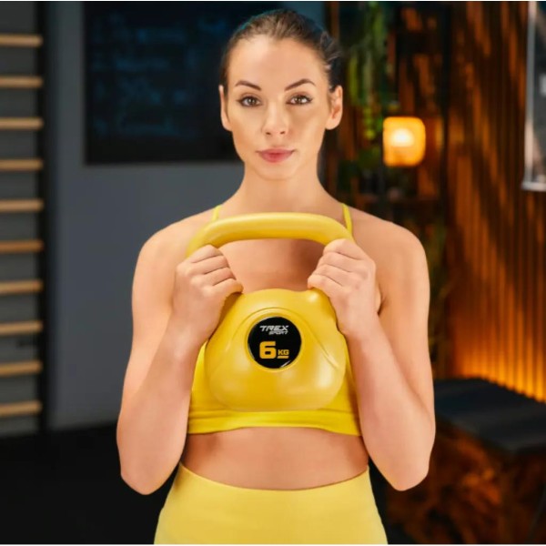 Гиря вінілова 6кг Trex Sport TX-006CKB жовта