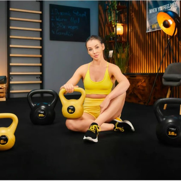 Гиря вінілова 8кг Trex Sport TX-008CKB жовта