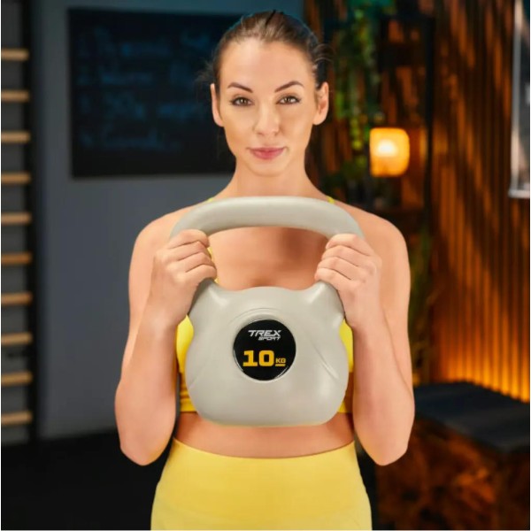 Гиря вінілова 10кг Trex Sport TX-010CKB сірий