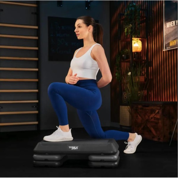 Степ платформа Trex Sport TX-038PAS до аеробіки 3-рівнева чорна
