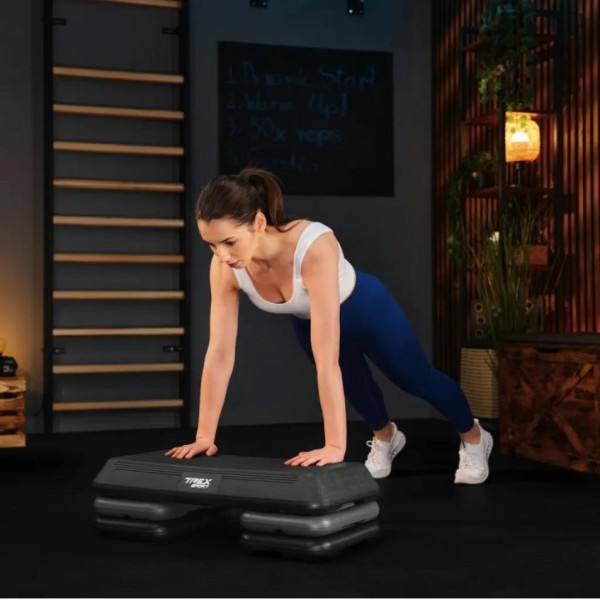 Степ платформа Trex Sport TX-038PAS до аеробіки 3-рівнева чорна