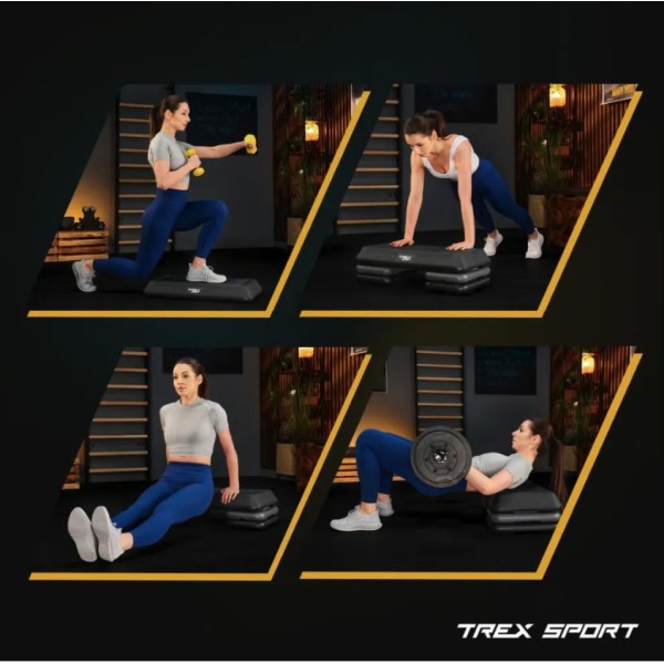 Степ платформа Trex Sport TX-038PAS до аеробіки 3-рівнева чорна