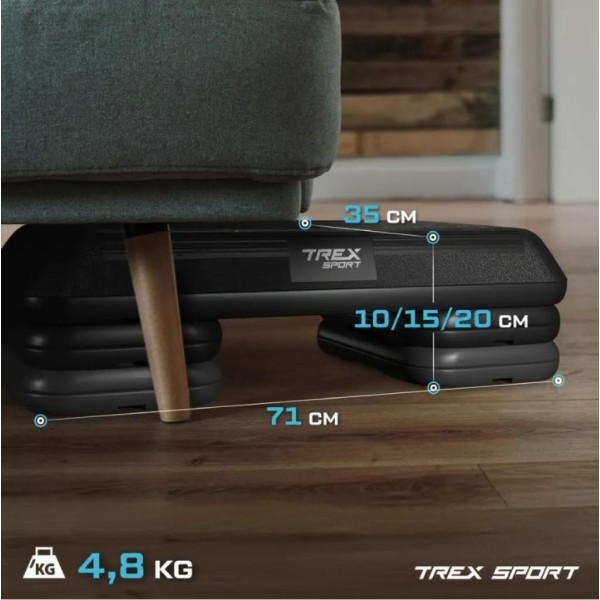 Степ платформа Trex Sport TX-038PAS до аеробіки 3-рівнева чорна