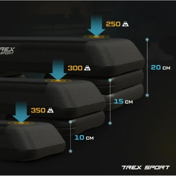 Степ платформа Trex Sport TX-038PAS до аеробіки 3-рівнева чорна