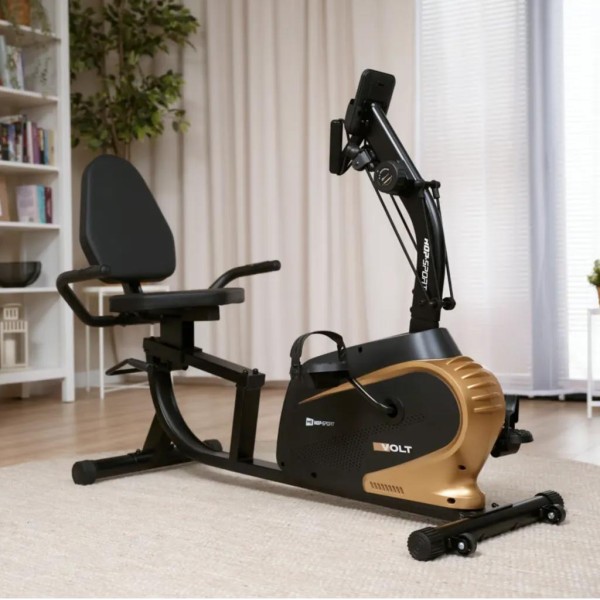 Горизонтальний велотренажер Hop-Sport HS-045L Volt магнітний золотистий