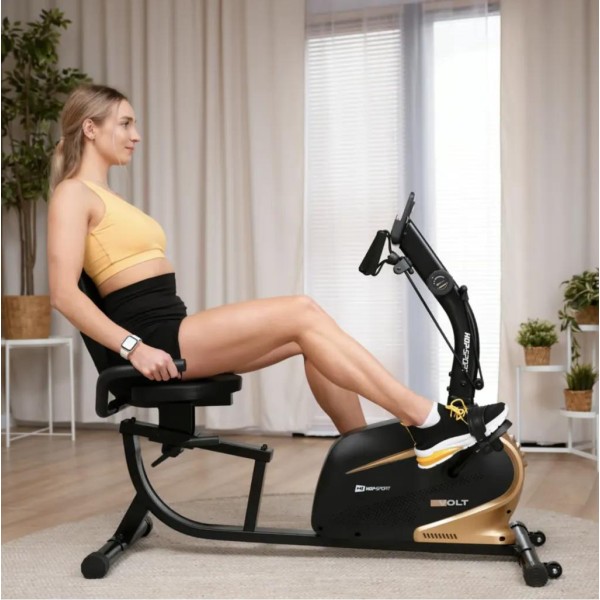 Горизонтальний велотренажер Hop-Sport HS-045L Volt магнітний золотистий
