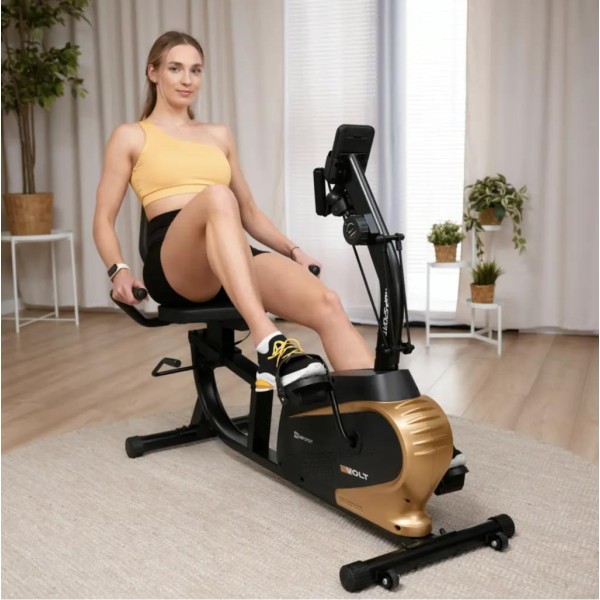 Горизонтальний велотренажер Hop-Sport HS-045L Volt магнітний золотистий