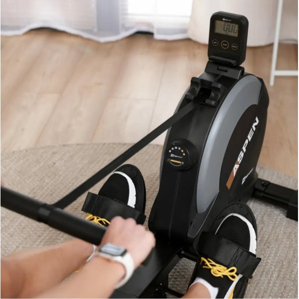 Гребний тренажер Hop-Sport HS-080R Aspen магнітний чорно-золотистий