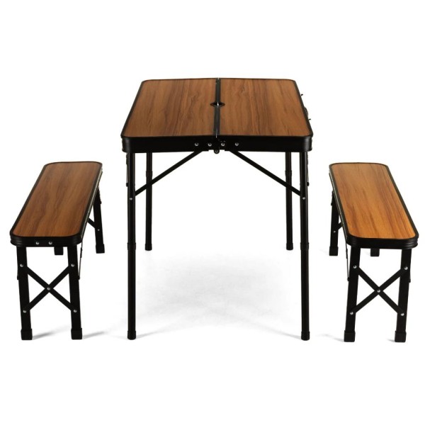 Стіл туристичний розкладний Outtec + 2 лавки коричневий