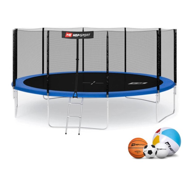 Батут Hop-Sport 16ft (488cm) синій із зовнішньою сіткою
